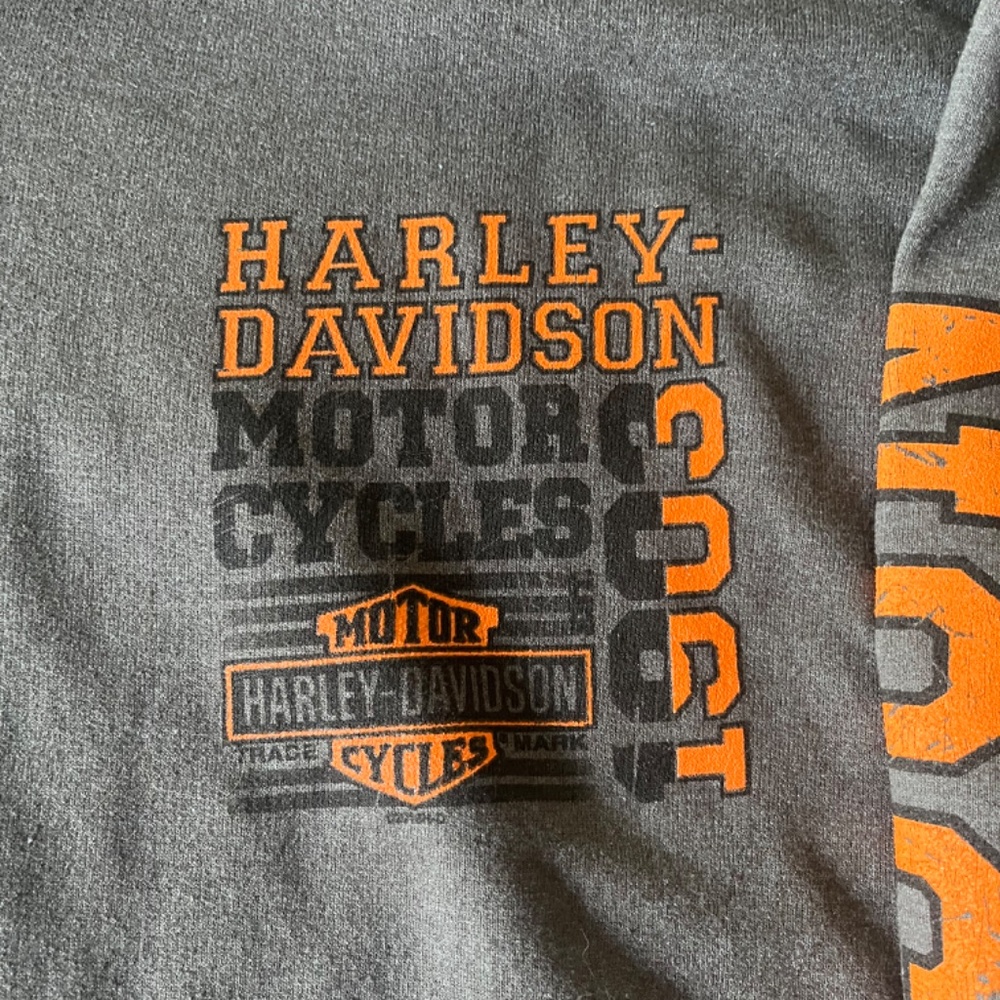 Harley Davidson Full Zip Dark Grey Orange Hoodie Jacket Logo Back Motorcycle - Picture 4 of 8